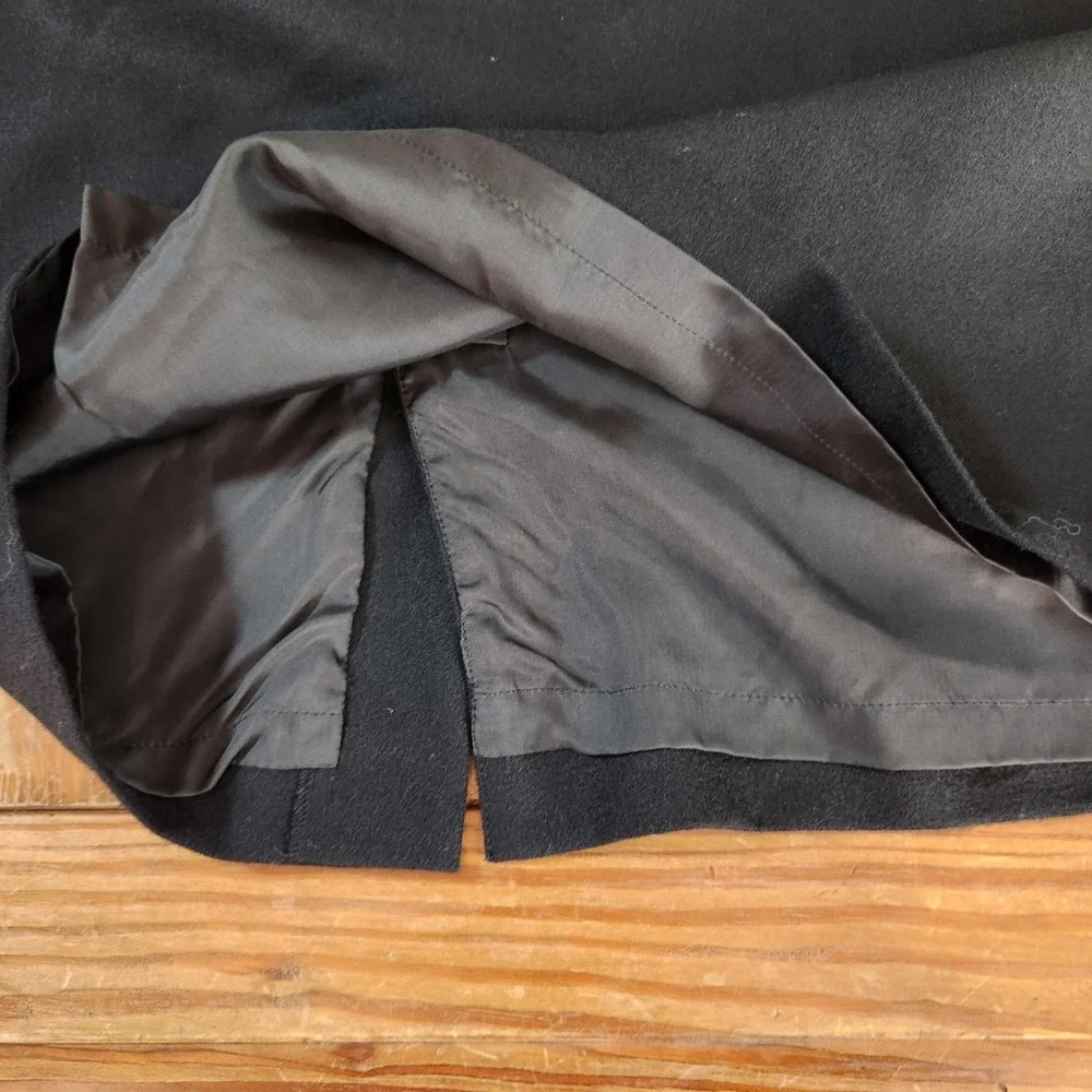 Vintage Women's Black‎ Sz 8 Sm Wool Pencil Skirt Pleated Knee Length Lined Slit